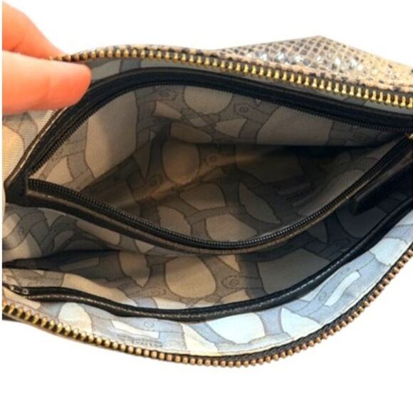 Aimee Kestenberg Leather Snakeskin Wristlet – Multi-Pocket Zip Clutch